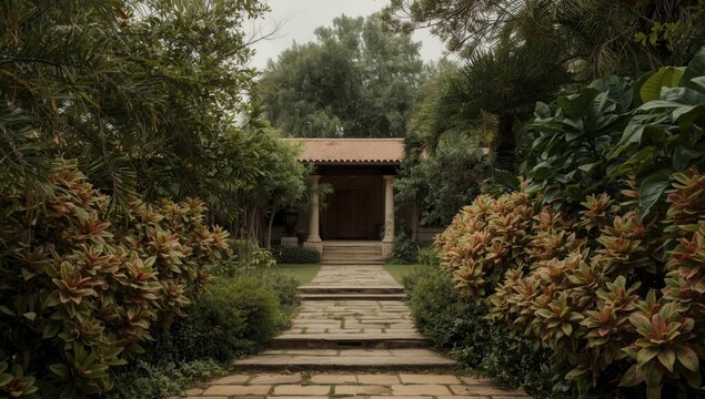 Beautifully maintained estates featuring profuse Bugambilia vegetation