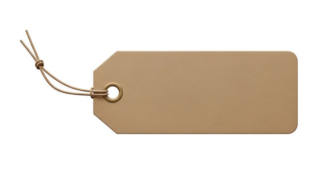 Empty beige tag with attached string for labeling or packaging