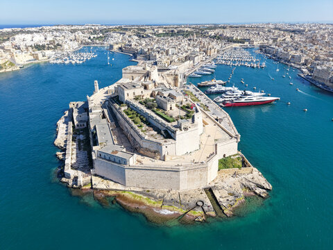 Drone view at Vittoriosa on Malta