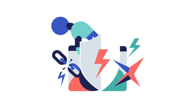 Cybersecurity Vulnerability and Data Breach Concept Illustration - Vector Art for Digital Safety, IT Risk, and Privacy