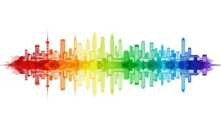 Obraz premium Rainbow cityscape sound wave