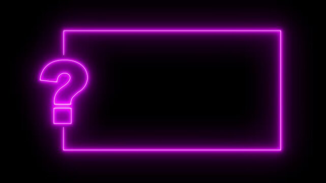 Neon Question Mark Frame for FAQ Support Help and Customer Service Concept