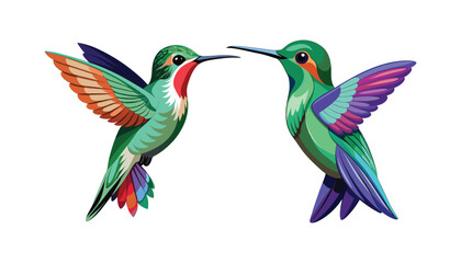 two Hummingbirds clipart vector illustration © Nayon