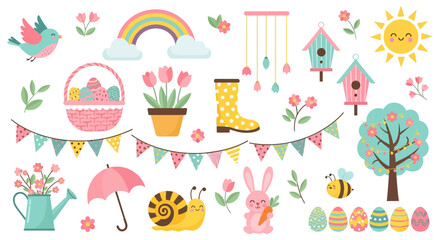 Cute Pastel Spring and Easter Garden Icon Set © Olivia