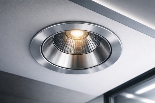 Architectural silver LED downlight for contemporary energy efficient ceiling illumination