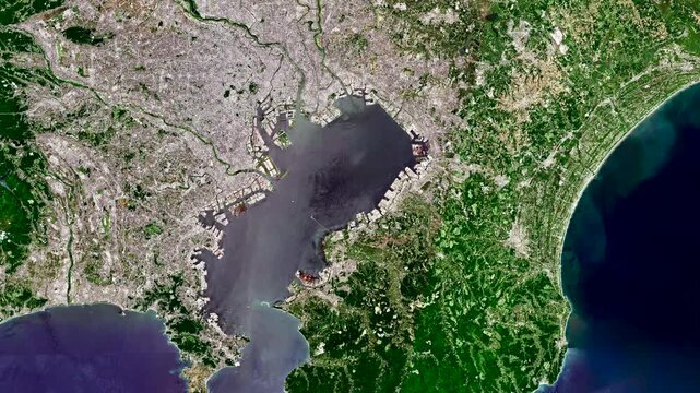 Tokyo Japan Satellite View 4K Earth Observation