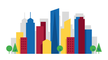 Obraz premium Colorful City Skyline Vector Illustration