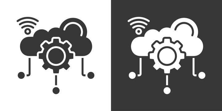 Cloud Computing Icon Set Vector Collection Isolated In Black And White