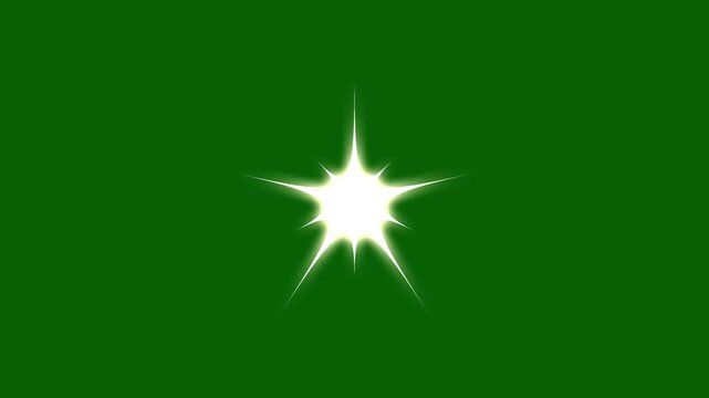 Glowing magical starry sky with twinkle star, sparkle pop animation, fairy dust glittering seamless loop 4K, white cartoon glow twinkle movement, dreamy shimmer and golden glitter star line on green.