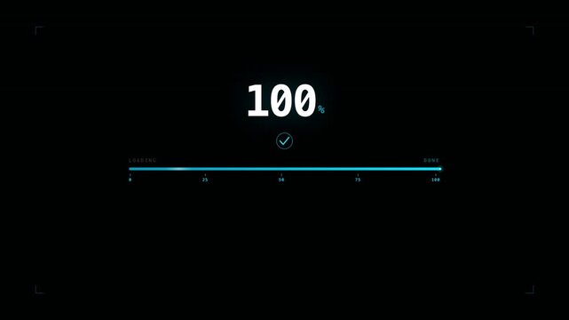 Loading progress bar with percent completion on black background