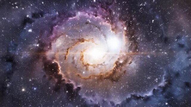 Vibrant spiral galaxy with glowing stars and cosmic dust clouds in deep space.