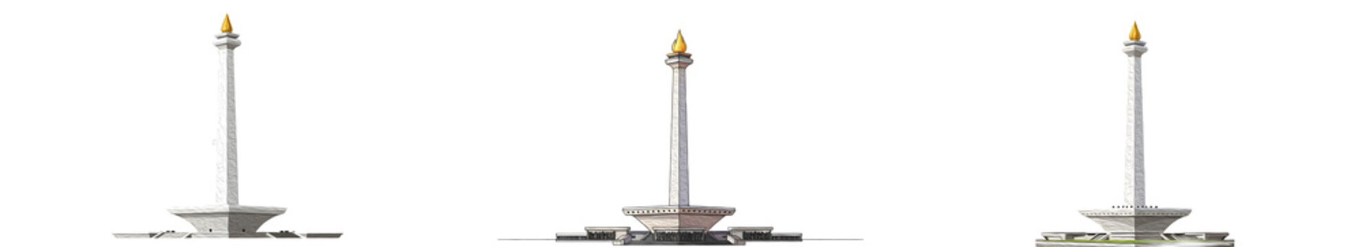 set of (Monas- Monumen  Nasiopnal) on withe background photo PNG stock''