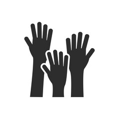 Obraz premium Hands reaching up, icon. Monochrome black and white symbol