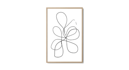 Fototapeta premium Black line in a wooden frame isolated on a transparent background