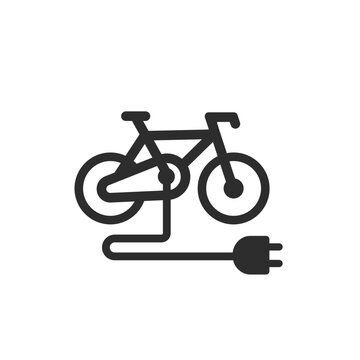 Electric bicycle icon. Monochrome black and white symbol