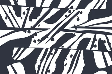 Abstract lines and dots navy neutral background . Unique collage contemporary print. Nature silhouette Fashionable template for design © milatoo