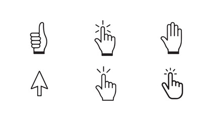 Fototapeta premium Assorted hand sign and computer pointer vector icons for web interface and application graphics.