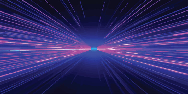 Intense neon pink and blue light explosion and motion trails with explosion