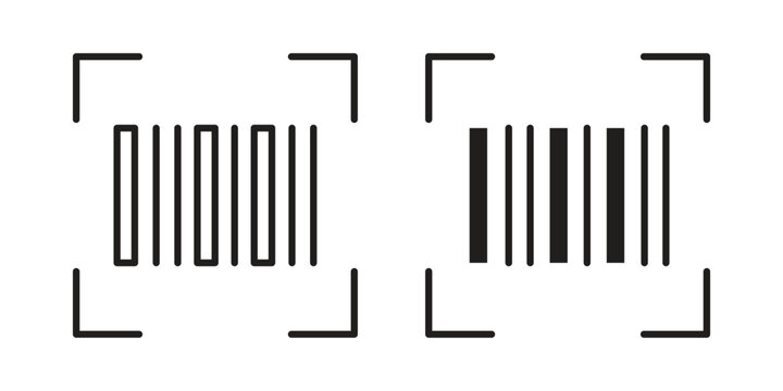 Barcode read icon with editable stroke and solid design vectors