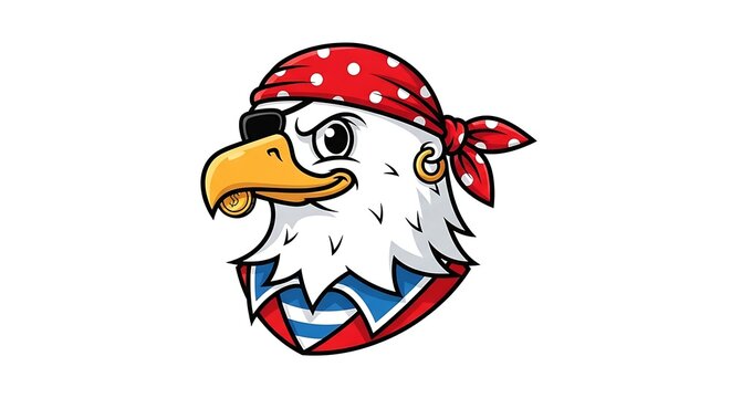Pirate eagle cartoon illustration profile.