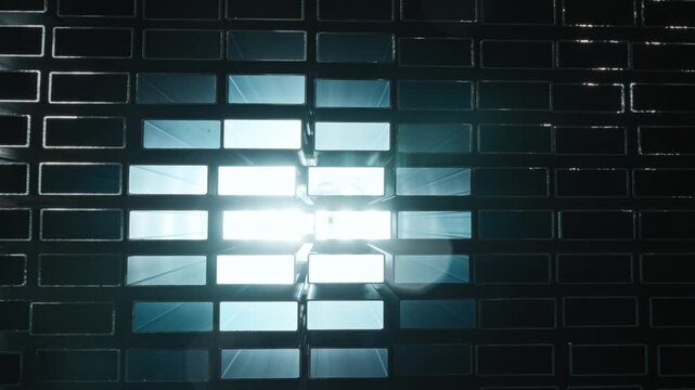 Illuminated Metal Barrier With Rectangular Glow Hints At Clandestine Access Or Nighttime Dock