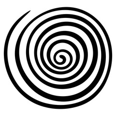 Fototapeta premium Swirl doodle icon. Black and white abstract decorative spiral twirl in retro hand drawn style. Elegant curved line element, isolated on transparent background. Vector illustration.