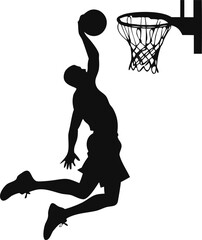 Basketball Player Slam Dunk Silhouette Set Collection Isolated on White Background. ©  Creative Design 