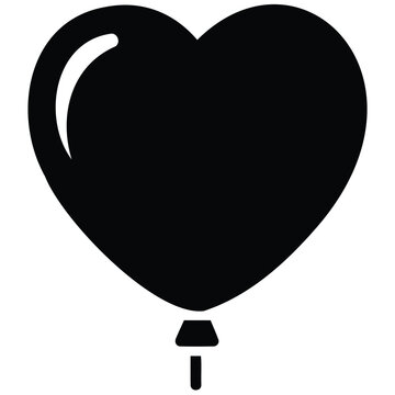 Heart shape balloon vector silhouette illustration line art on white background for design.