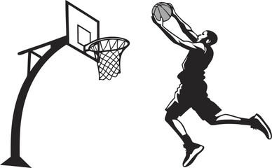 Basketball Player Slam Dunk Silhouette Set Collection Isolated on White Background. ©  Creative Design 
