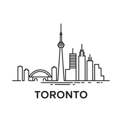 Naklejka premium Toronto skyline linear drawing with city name