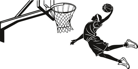 Basketball Player Slam Dunk Silhouette Set Collection Isolated on White Background. ©  Creative Design 