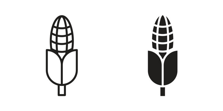 Corn icon with editable stroke and solid design vectors