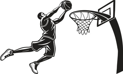 Basketball Player Slam Dunk Silhouette Set Collection Isolated on White Background. ©  Creative Design 