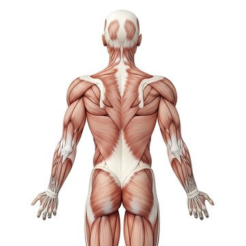 Human muscle anatomy back view.