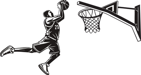 Basketball Player Slam Dunk Silhouette Set Collection Isolated on White Background. ©  Creative Design 