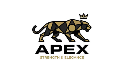 Geometric Panther Logo with Crown and Text "APEX Strength & Elegance" © perkasa99