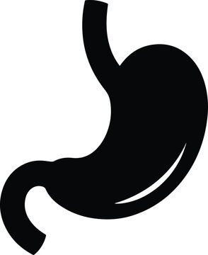 Stylized Black Silhouette of Human Stomach Organ.