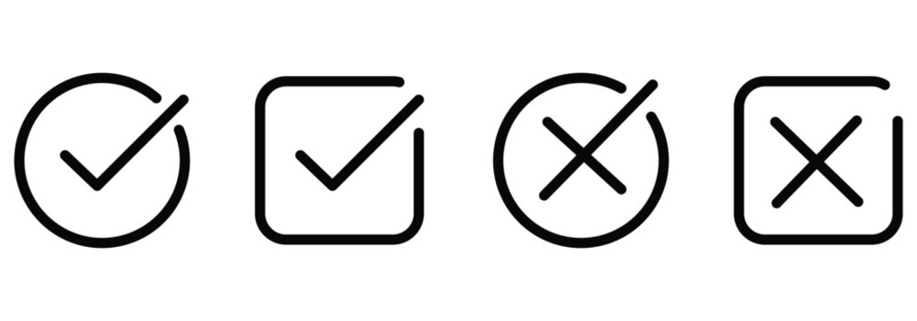 Check Mark Icons in Circle &ndash; Editable Stroke Tick Symbol Set. Vector