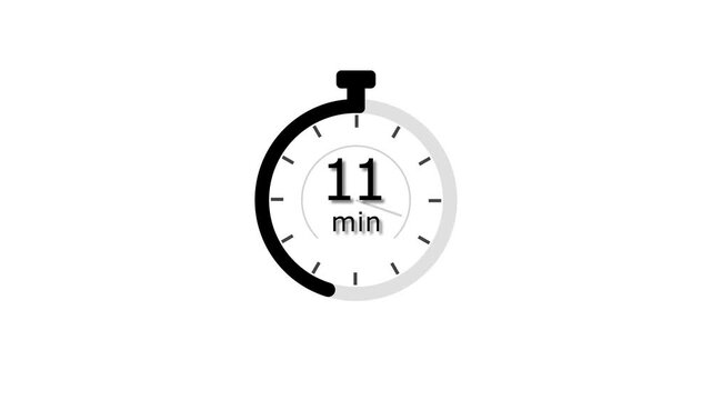 11 Min clock icon animation. 11 minute animation on black background and creating a stunning 4k video.