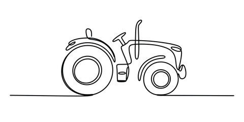 Continuous single line drawing of a farm tractor vehicle Vector, illustration © Nippon_Art Gallery