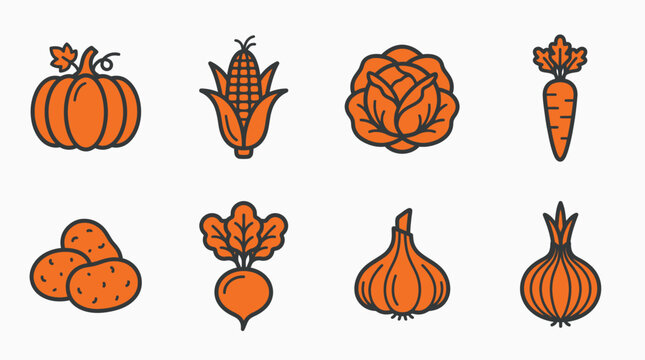 Collection of vector fresh vegetable icons
