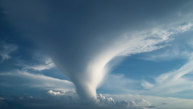 Bold funnel cloud growing in the sky plus copy space for text addition