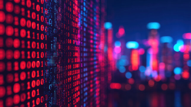 Central bank digital currencies blockchain finance technology data cybersecurity network encryption neon city skyline bokeh for future payment