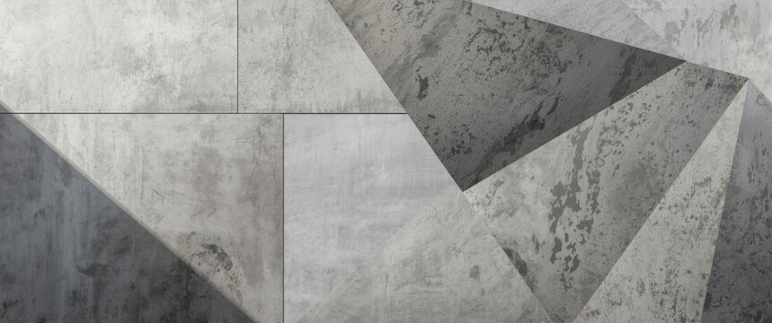 Architectural gray textured wall with distinct geometric shapes and subtle shadows for design backgrounds