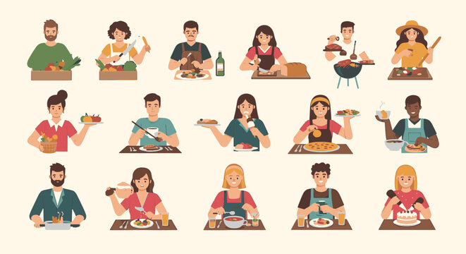 Flat Vector Illustration Collection Featuring Diverse Business Characters, Professional Icons, and Modern Workspace Elements for Web Design, Marketing, and Corporate Presentations.