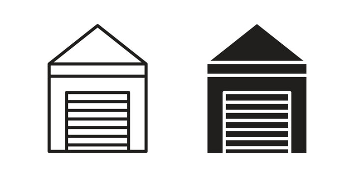 Garage icon with editable stroke and solid design vectors