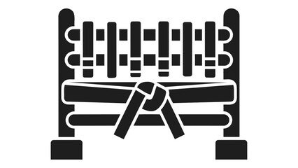 Martial arts belt display rack icon, vector illustration of a wooden stand for karate or taekwondo belts, organized achi © Mondil biswas