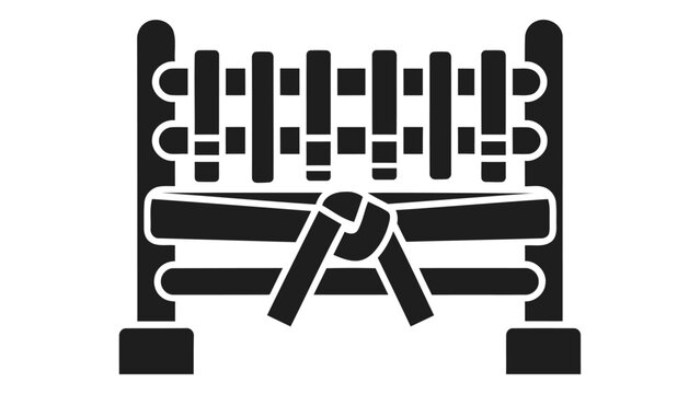 Martial arts belt display rack icon, vector illustration of a wooden stand for karate or taekwondo belts, organized achi