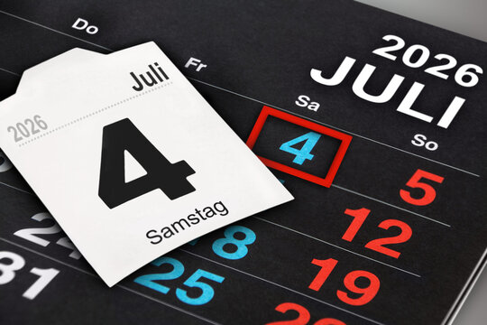 Deutscher Kalender  4. Juli  2026 Samstag