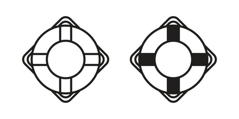 Life buoy icon with editable stroke and solid design vectors © shamim